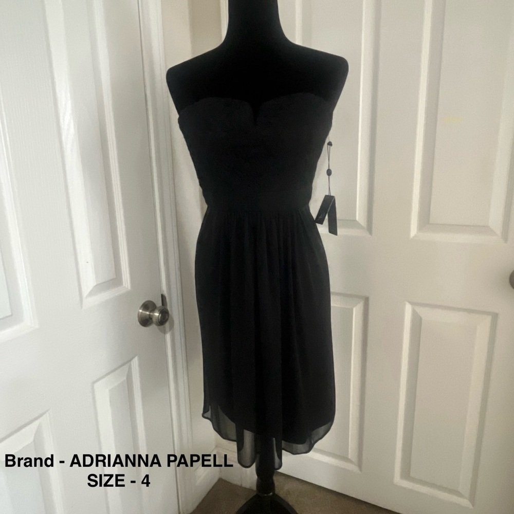 Adrianna Papell Black Strapless Sweetheart Cocktail Dress